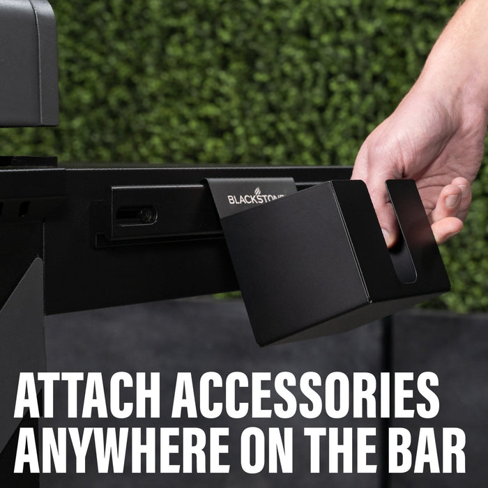 Simply click or slide on each accessory to the bar for simple accessory arrangement.