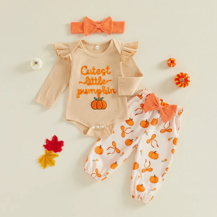 CUTEST LITTLE PUMPKIN Bowtie Outfit with Headband