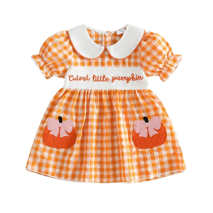 CUTEST LITTLE PUMPKIN Plaid Collared Dress