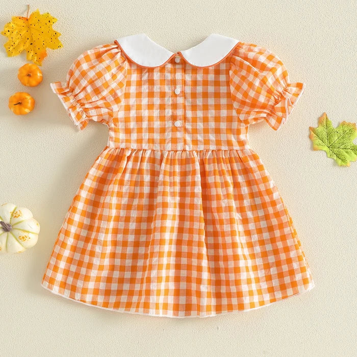 CUTEST LITTLE PUMPKIN Plaid Collared Dress