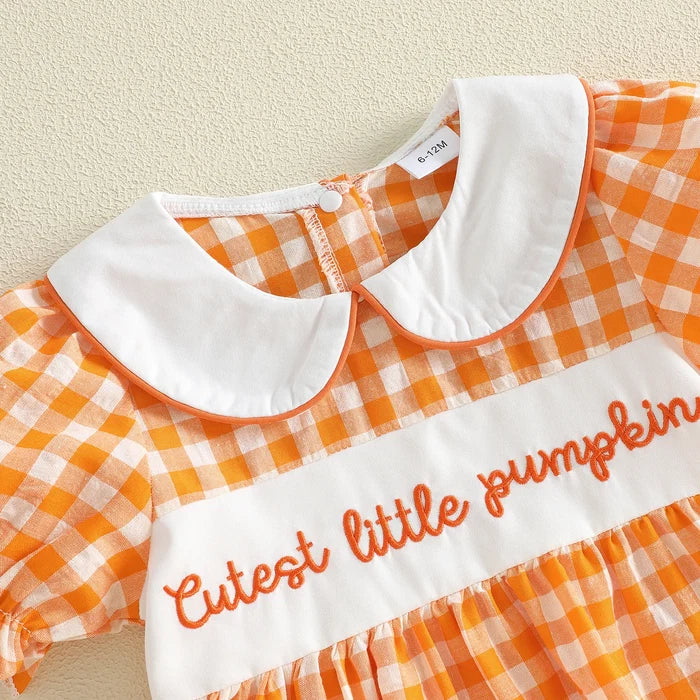 CUTEST LITTLE PUMPKIN Plaid Collared Dress