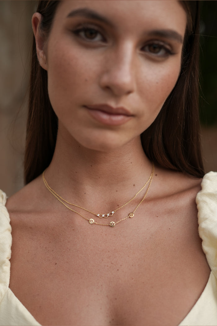CZ Flower Coin Necklace