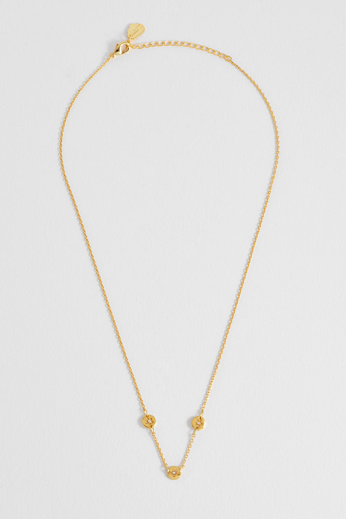 CZ Flower Coin Necklace