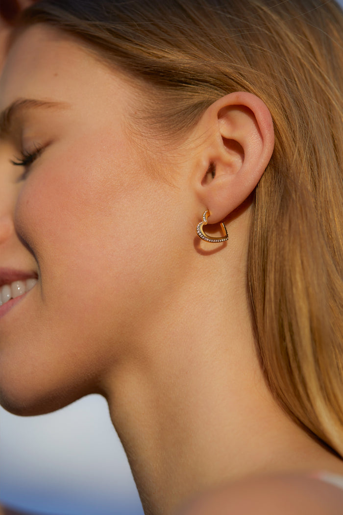 CZ Open Heart Hoops