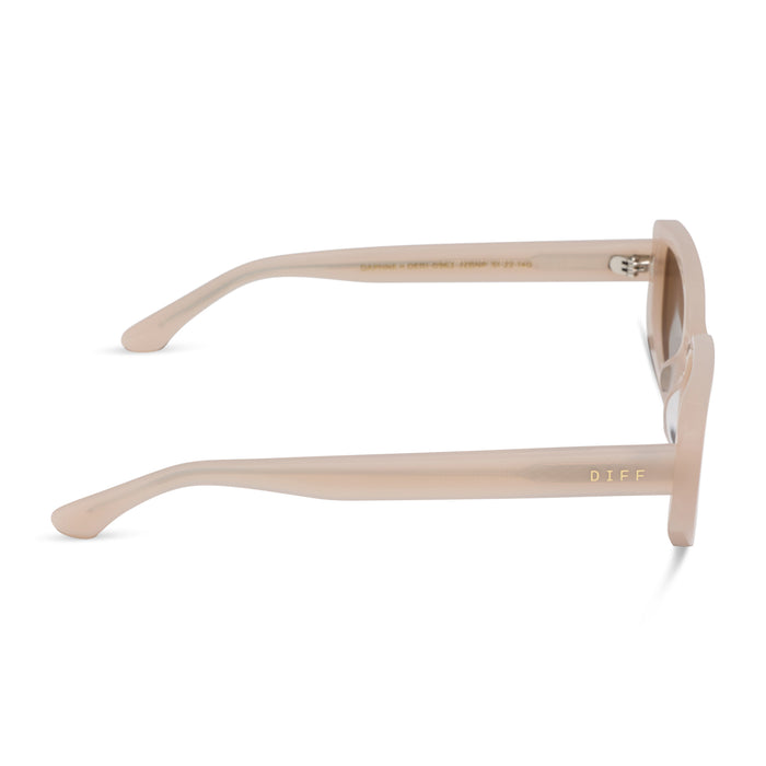 diff eyewear featuring the daphne ii rectangle sunglasses with a milky blush acetate frame and brown polarized lenses side view