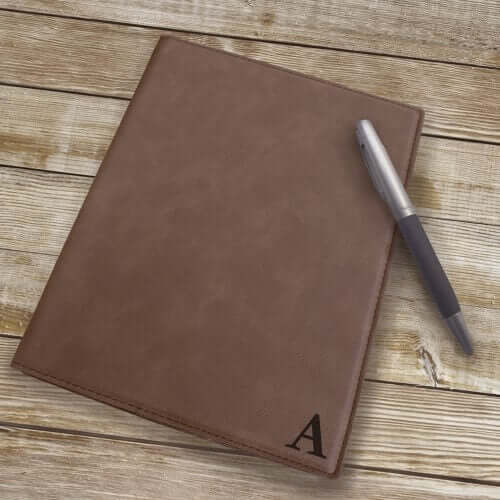 Dark Brown Portfolio with Single Initial