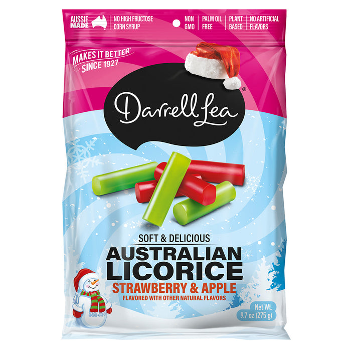 Darrell Lea Christmas Strawberry and Apple Australian Licorice Candy Bags - 12 Count