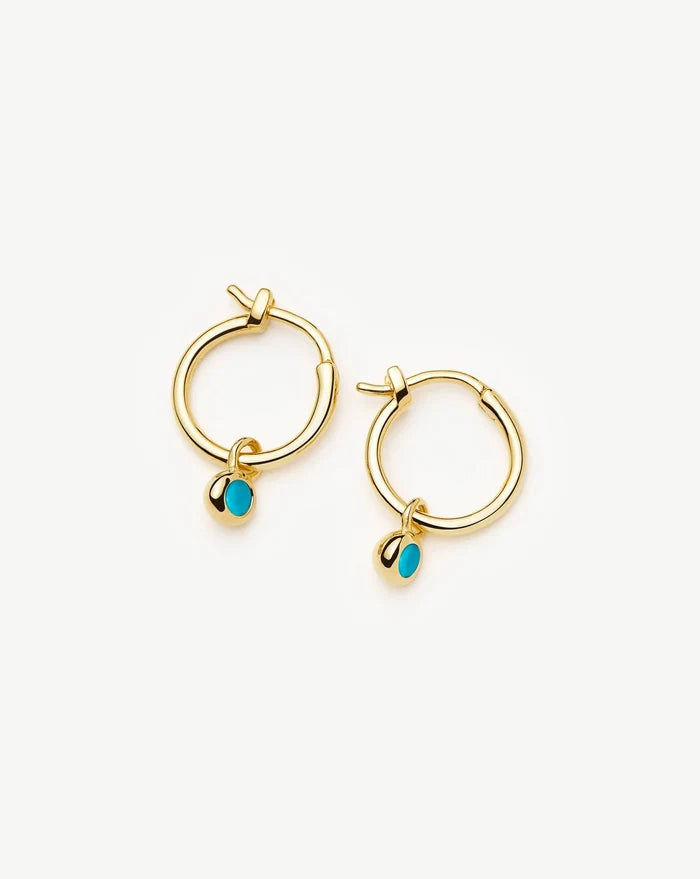 December Birthstone Mini Charm Hoop Earrings | 18k Gold Vermeil/Turquoise Magnesite Earrings Missoma