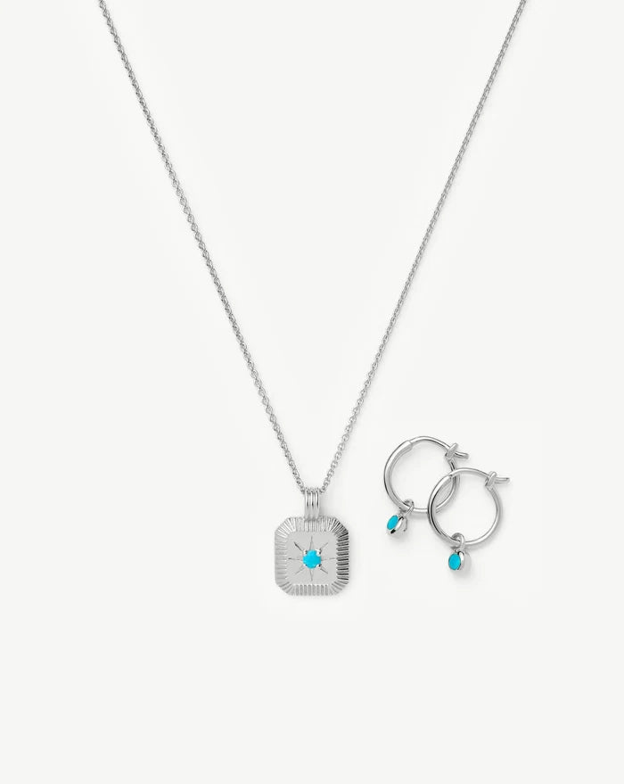 December Birthstone Necklace & Charm Earrings Set | Sterling Silver/Turquoise Magnesite Necklaces Missoma