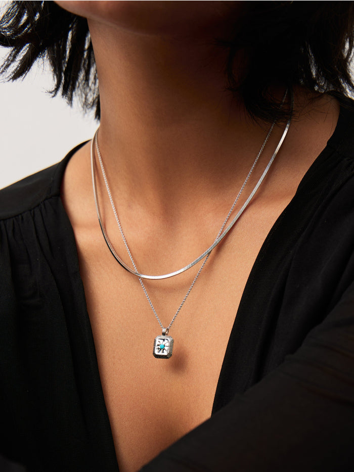 December Birthstone Necklace & Charm Earrings Set | Sterling Silver/Turquoise Magnesite Necklaces Missoma
