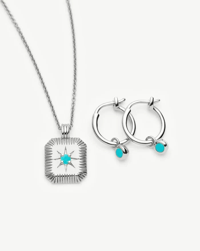 December Birthstone Necklace & Charm Earrings Set | Sterling Silver/Turquoise Magnesite Necklaces Missoma