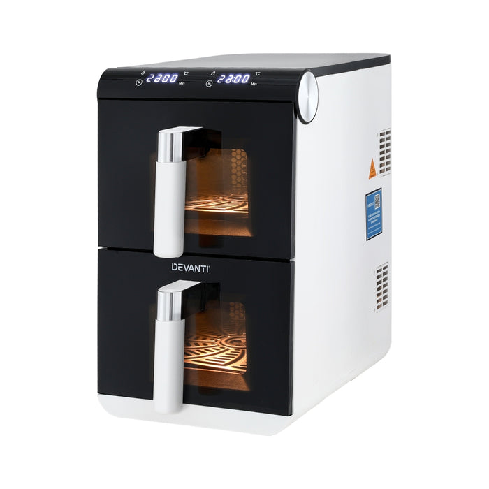 Devanti Air Fryer Oven 11L Dual Zone Fryers White - Devanti