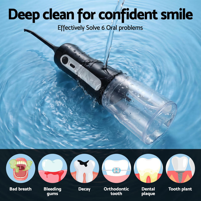 Devanti Cordless Water Flosser Dental Oral Irrigator Black - Devanti
