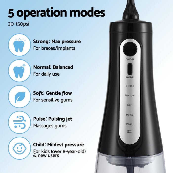 Devanti Cordless Water Flosser Dental Oral Irrigator Black - Devanti