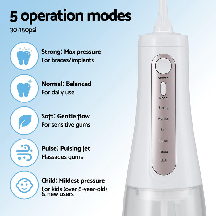 Devanti Cordless Water Flosser Dental Oral Irrigator White - Devanti