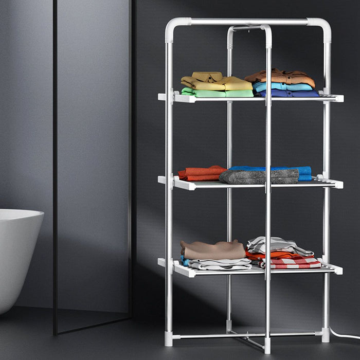 Devanti Electric Heated Towel Rail Rack 30 Bars Foldable Clothes Dry Warmer -Home Living Store - -