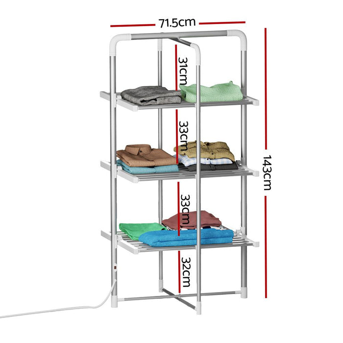 Devanti Electric Heated Towel Rail Rack 30 Bars Foldable Clothes Dry Warmer -Home Living Store - -