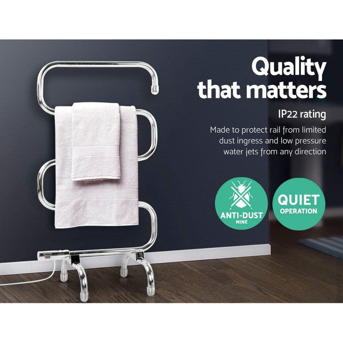 Devanti Electric Heated Towel Rail Rack 5 Bars Freestanding Clothes Dry Warmer -Home Living Store - -