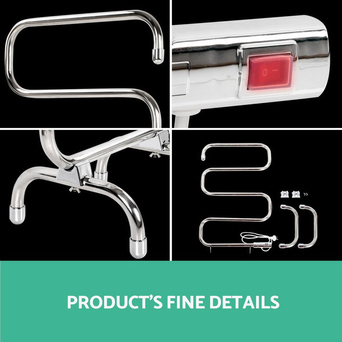 Devanti Electric Heated Towel Rail Rack 5 Bars Freestanding Clothes Dry Warmer -Home Living Store - -