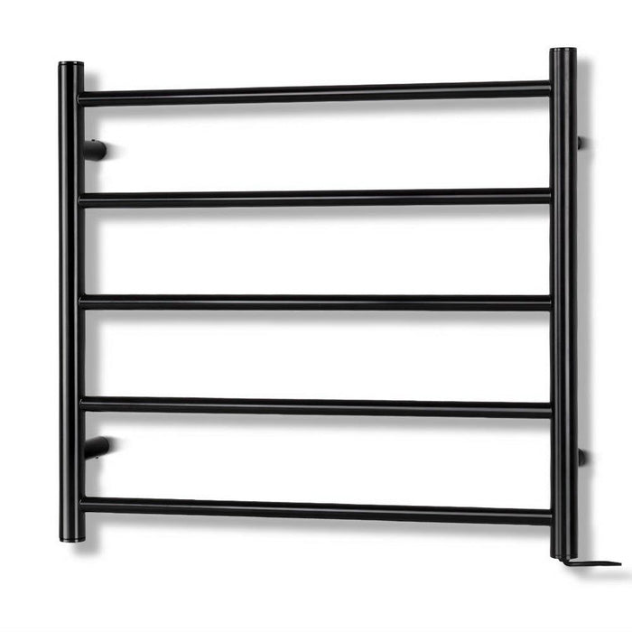 Devanti Electric Heated Towel Rail Rack 5 Bars Wall Mounted Clothes Dry Warmer -Home Living Store - -