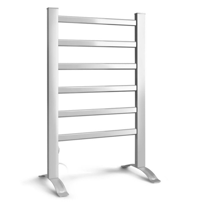 Devanti Electric Heated Towel Rail Rack 6 Bars Freestanding Clothes Dry Warmer -Home Living Store - -