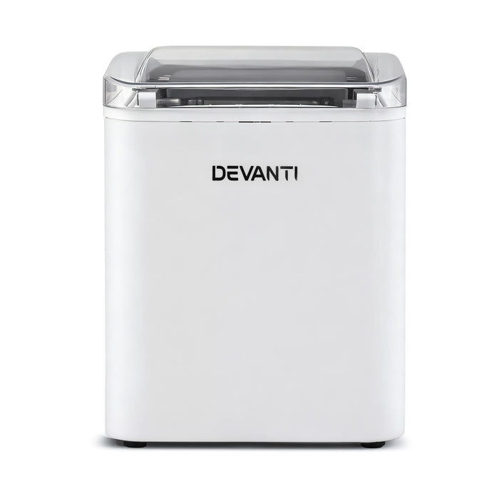 Devanti Ice Maker Machine Portable 12kg Countertop w/Self Cleaning 1.2L White - Devanti