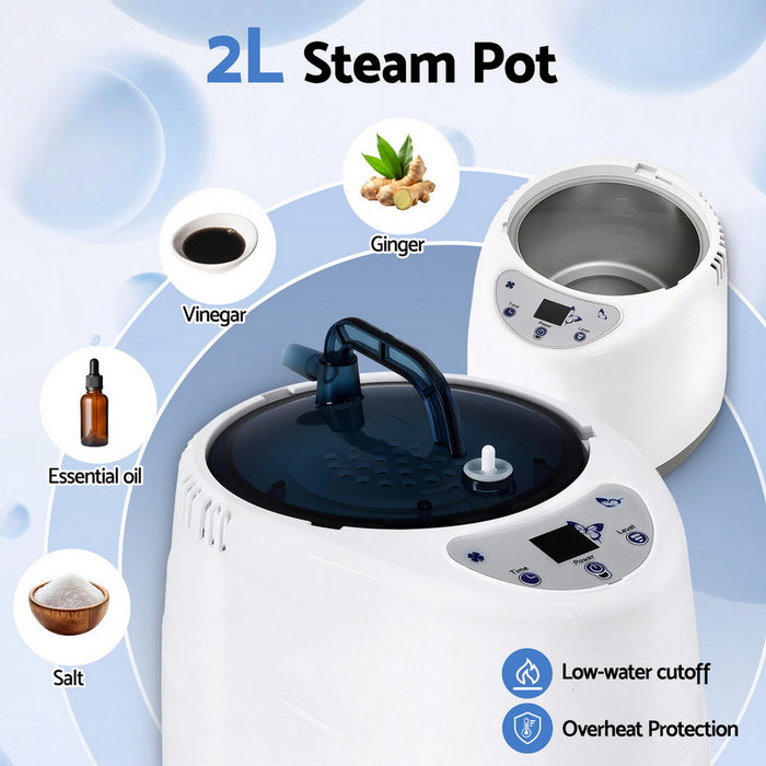 Devanti Portable Steam Sauna Tent 1000W 2L Steamer Pot Personal Home SPA Timer - Devanti