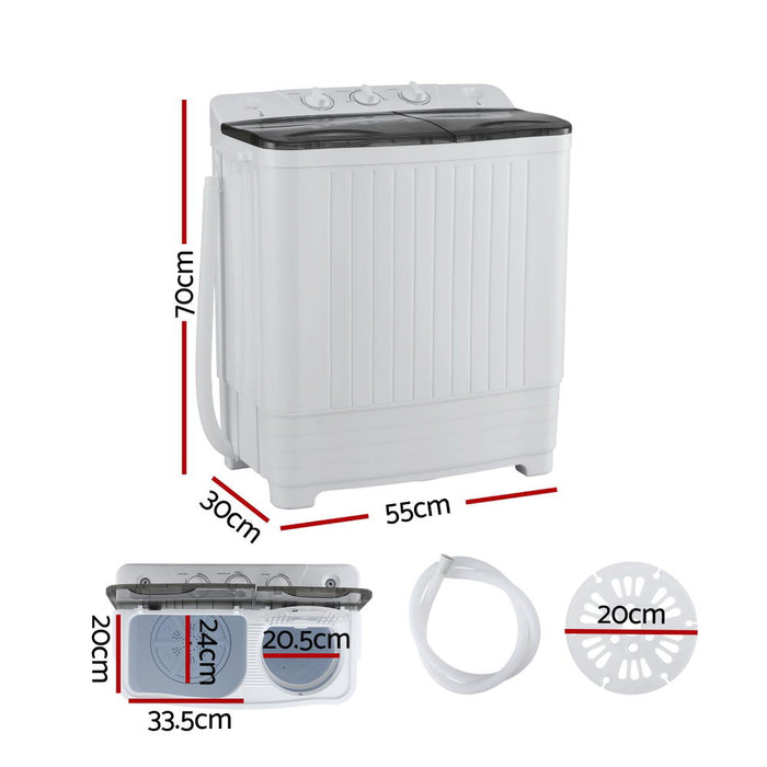 Devanti Portable Washing Machine Twin Tub 4.5KG - Devanti