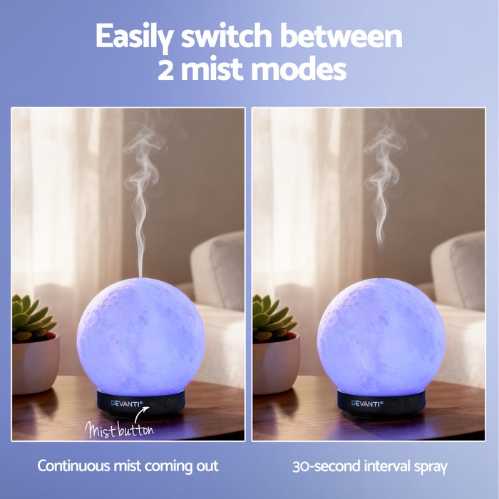 Devanti Ultrasonic Aroma Diffuser Aromatherapy Moon Lamp 100ml - Devanti