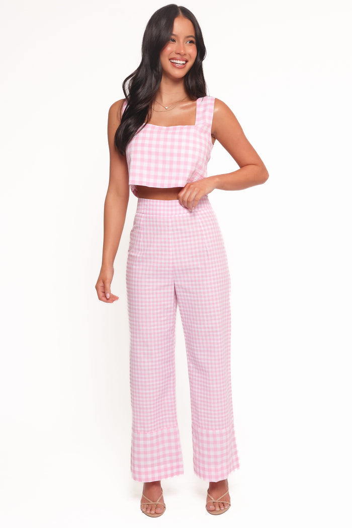 Petal and Pup USA BOTTOMS Devlin Cotton Pant - Pink Gingham