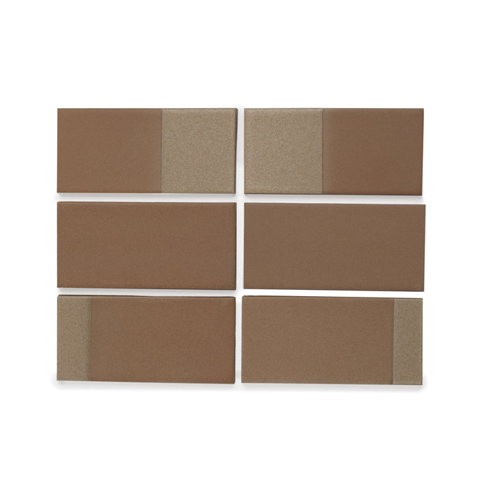 Heath Ceramics Dual Glaze Rectangle Tiles in Natural Manganese Group of 6