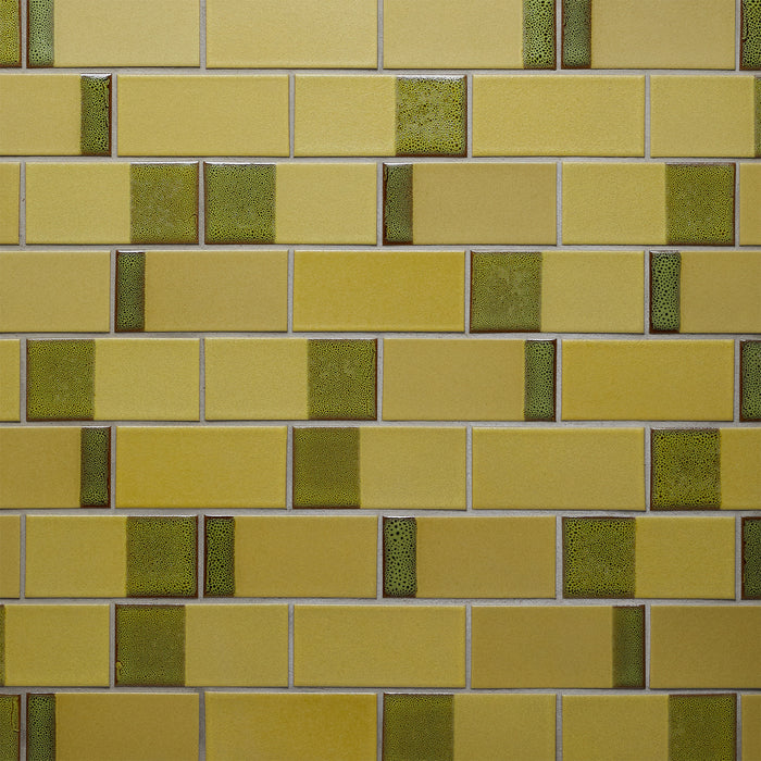 Caption: Dual Glaze 2x4 in DG14 Ochre Blend.