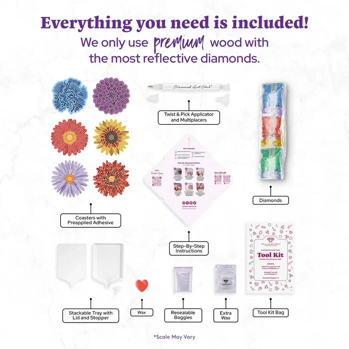 Diamond Art Club Coasters - Blooms Diamond Painting Kit