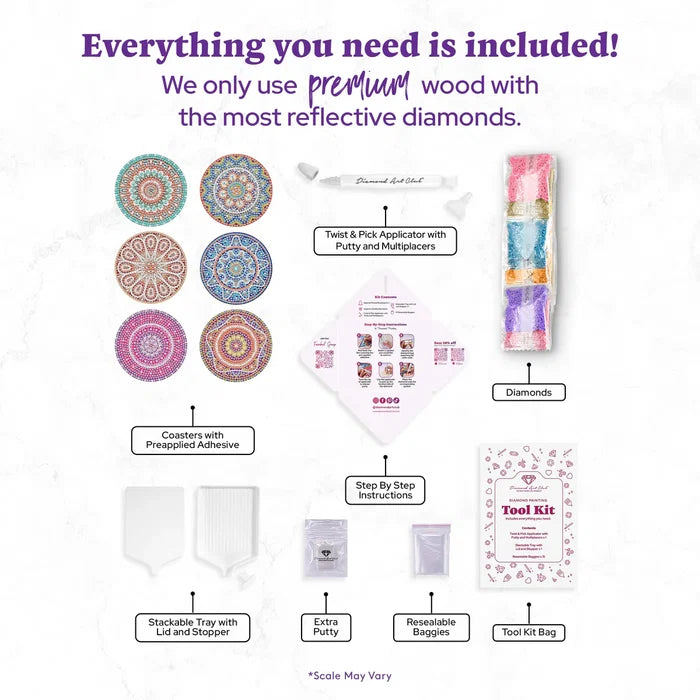 Diamond Art Club Coasters - Mandalas 1 Diamond Painting Kit