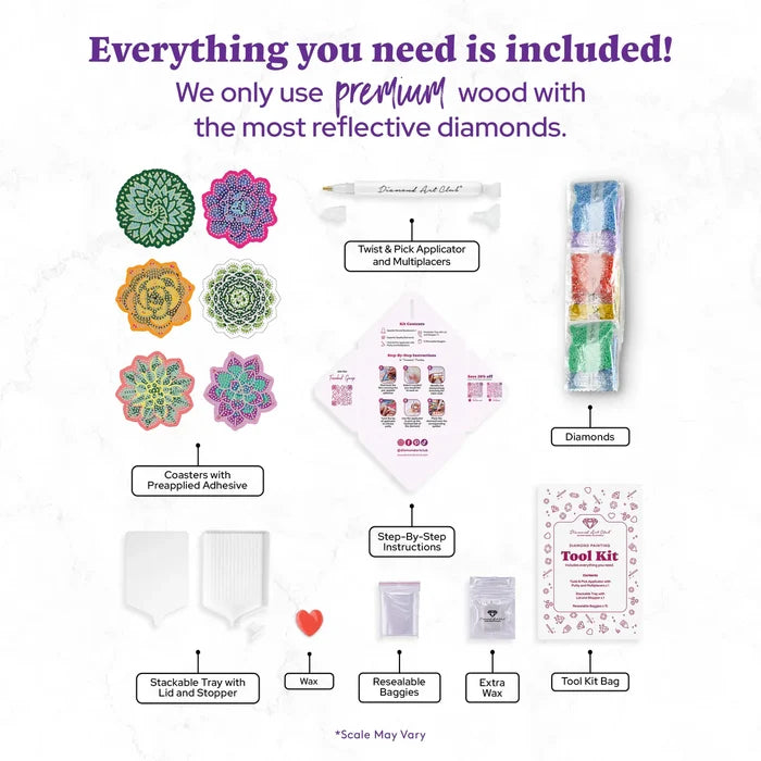 Diamond Art Club Coasters - Succulents Diamond Painting Kit