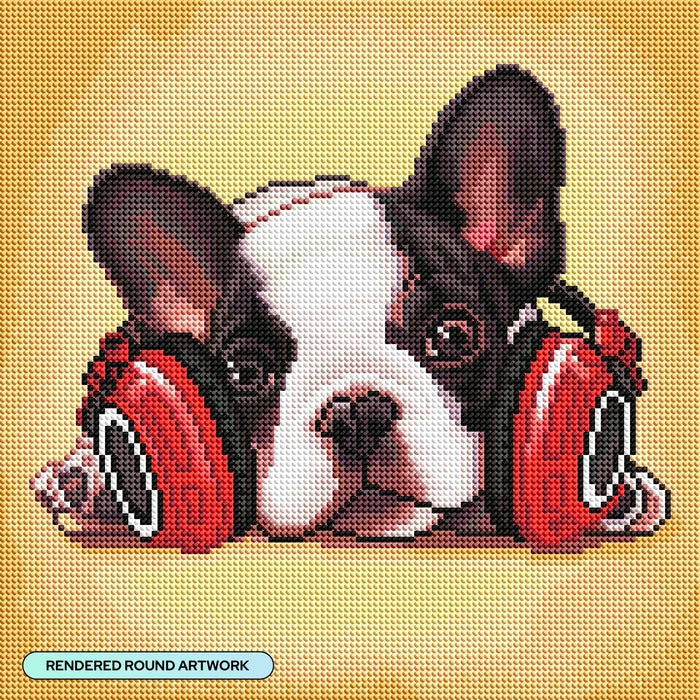 Diamond Art Club Headphone Frenchie Diamond Painting Kit