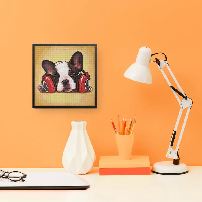 Diamond Art Club Headphone Frenchie Diamond Painting Kit