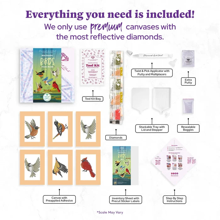 Diamond Art Club Mini Dazzles - Birds Diamond Painting Kit