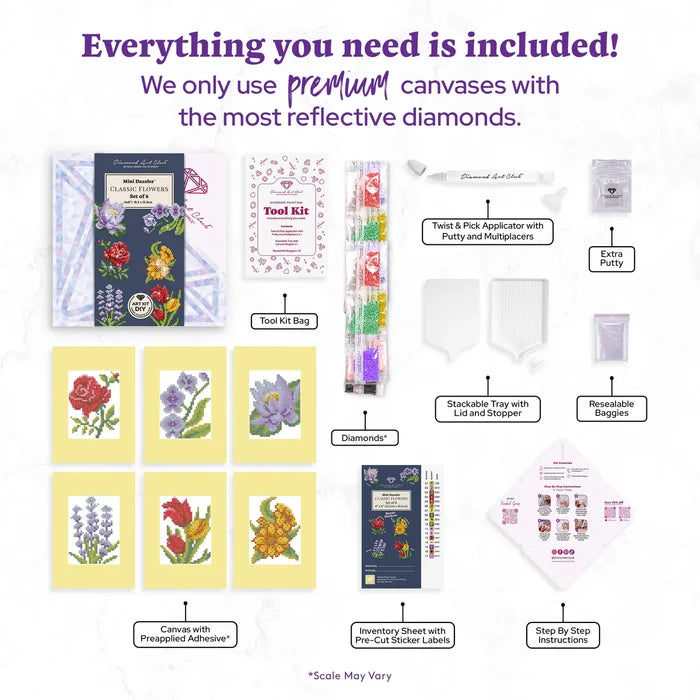 Diamond Art Club Mini Dazzles - Classic Flowers Diamond Painting Kit