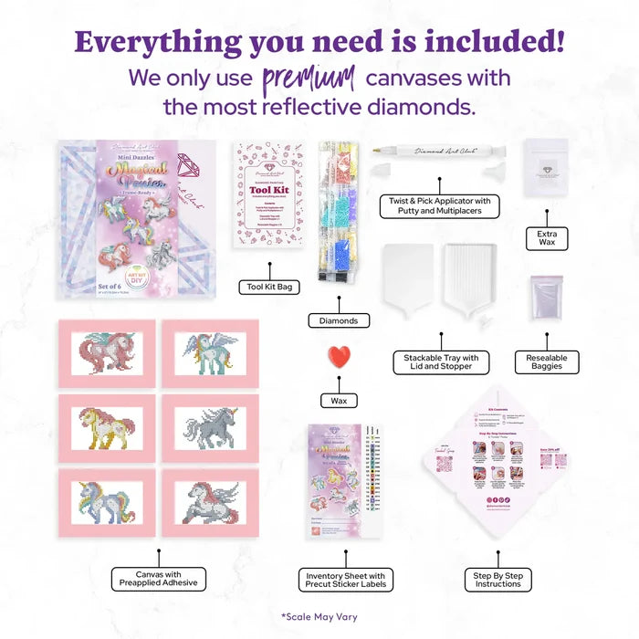 Diamond Art Club Mini Dazzles - Magical Ponies Diamond Painting Kit