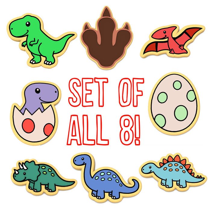 Dinosaur Cutesy Cookie Cutter Set of 8 Animals & Dinosaurs Cookie Cutter Lady