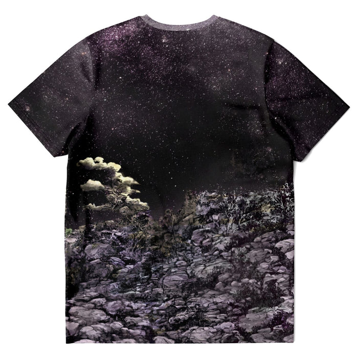 Disco Jesus and the Dinosaurs Funny Fantasy Atheist Tee | Surreal Galaxy Collage Graphic Art T-Shirt