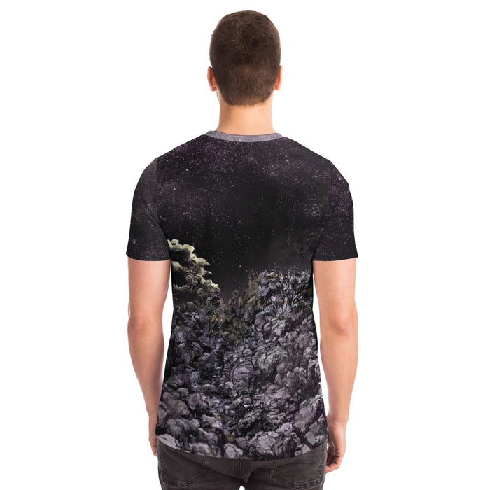 Disco Jesus and the Dinosaurs Funny Fantasy Atheist Tee | Surreal Galaxy Collage Graphic Art T-Shirt