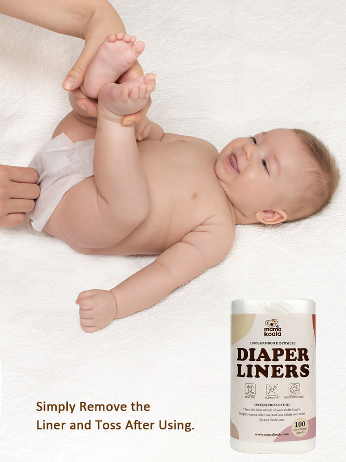 Disposable Bamboo Diaper Liners for Cloth Diapers - 100 Sheets per Roll