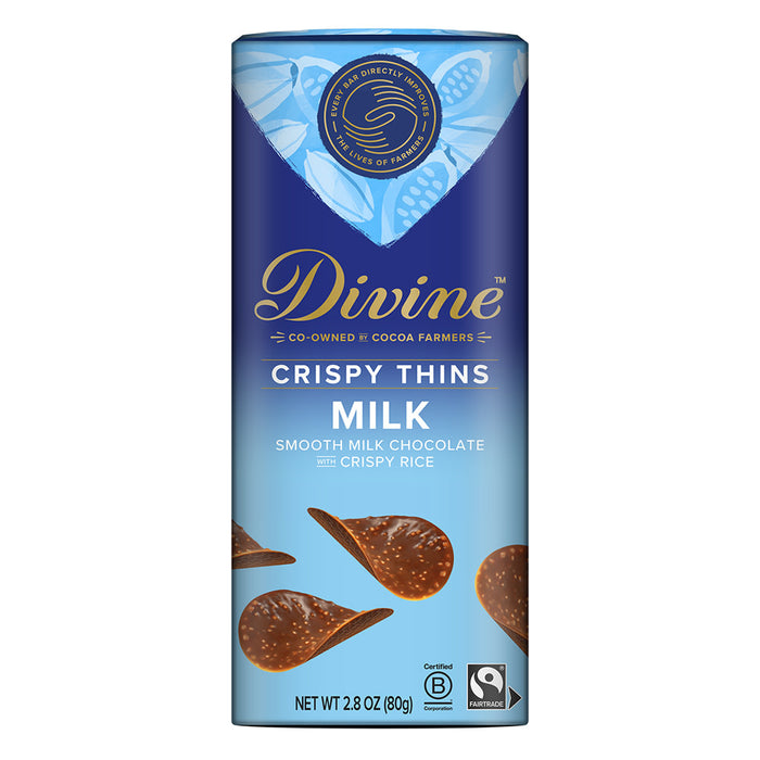 Divine Milk Chocolate Crispy Thins Candy Box - 12 Count