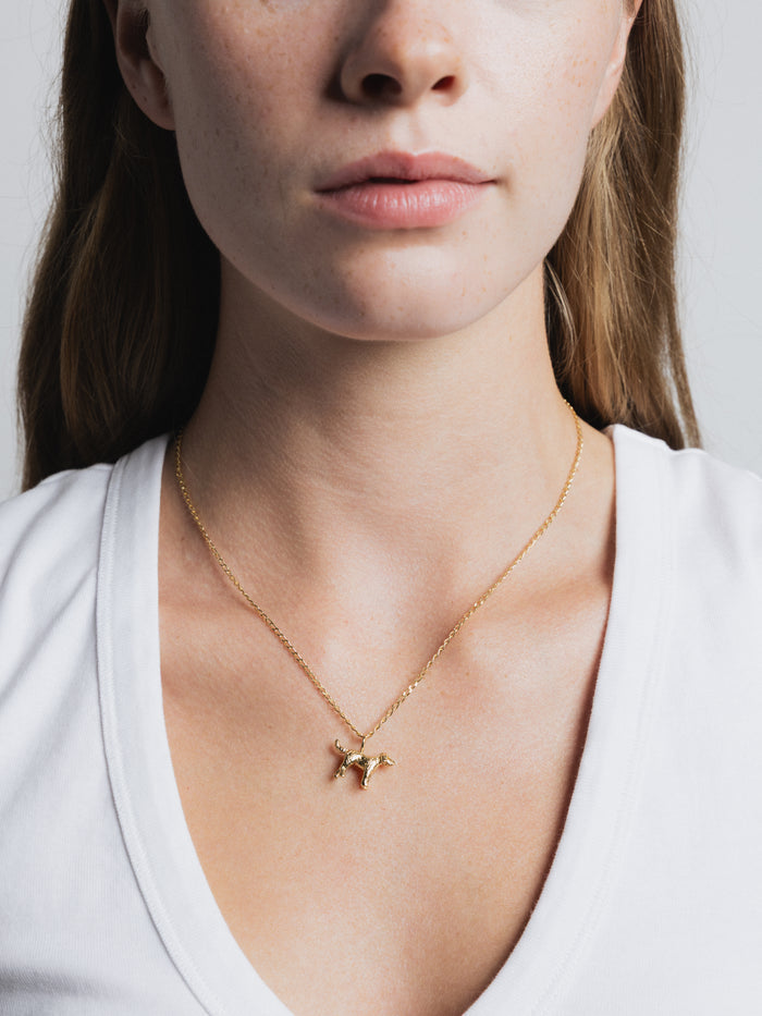 Wolf Circus Puppy Dog Charm Pendant Necklace in Gold-Necklaces-wolfcircus.com