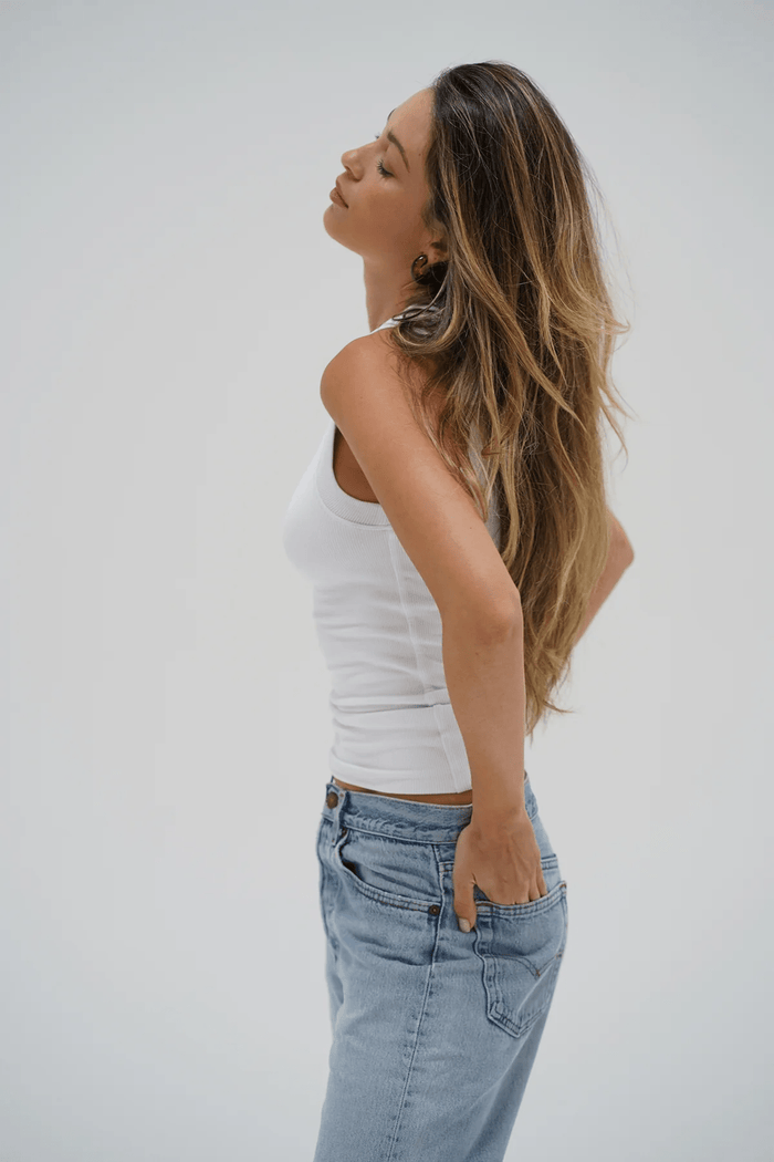 Double Layer Ribbed Tank in White