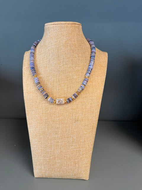 Dream pop gemstone necklace in purple and coral