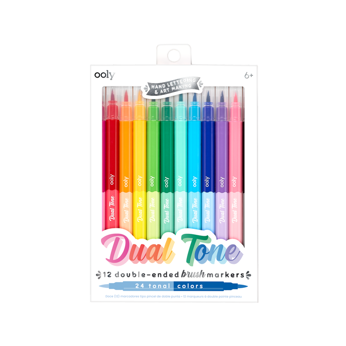 OOLY Dual Tone Double Ended Brush Marker in packaging