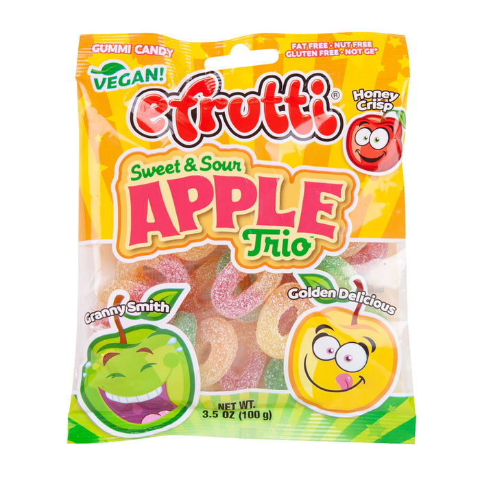 E. Frutti Sweet and Sour Apple Trio Gummy Candy Peg Bag - 12 Count